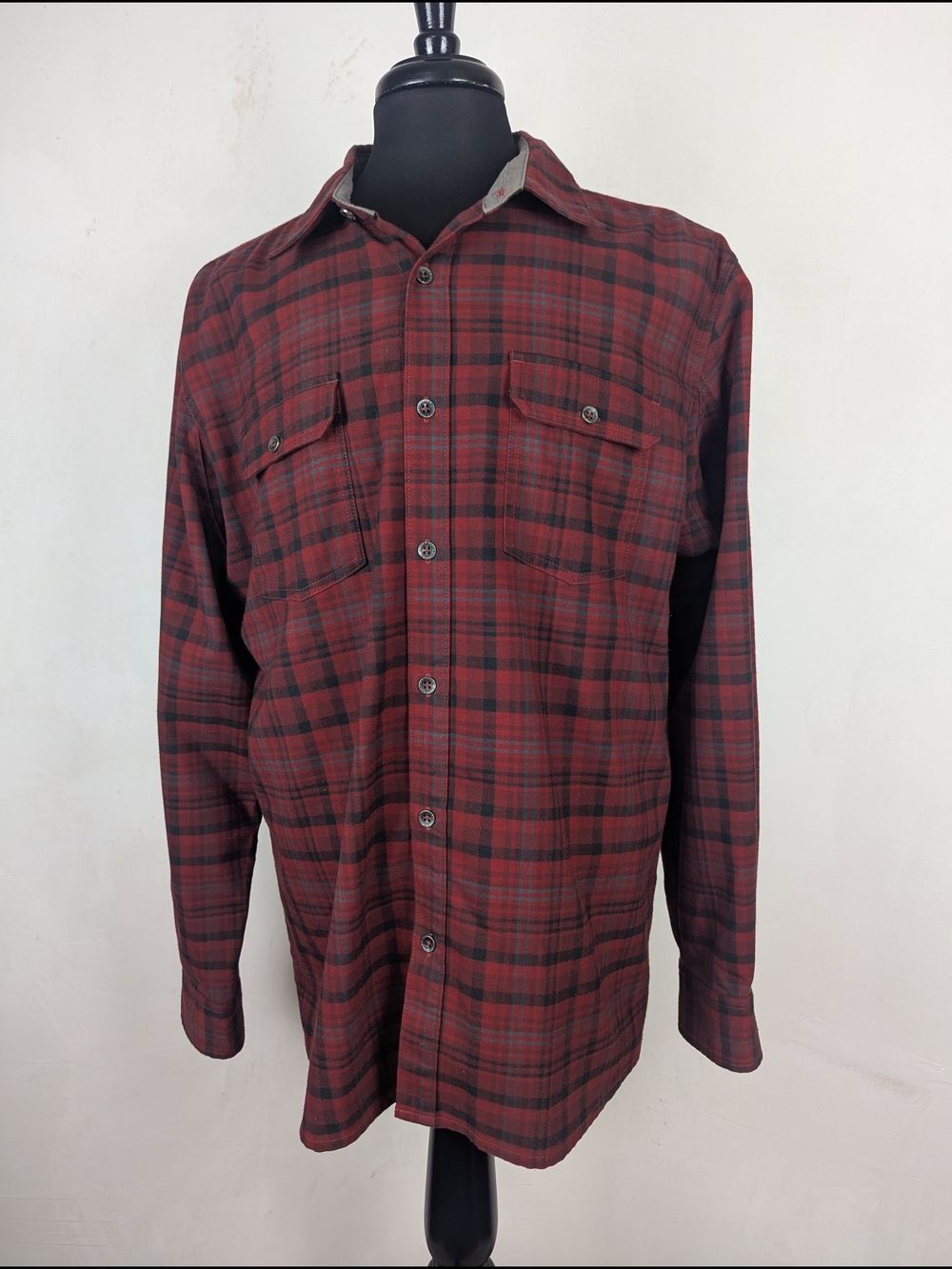 Cabela's Red and Black Plaid Button-Down Shirt